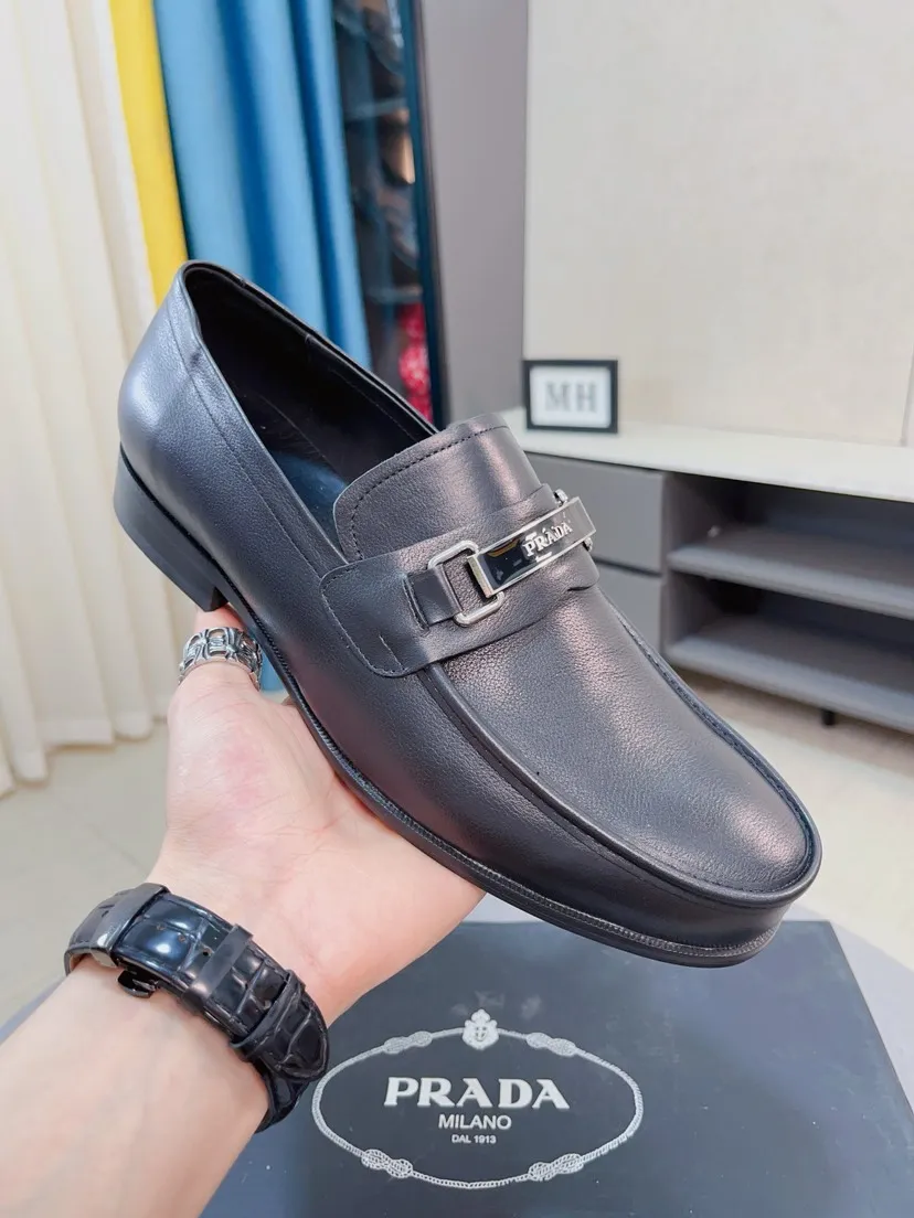 Men's shoes 💰540🌹🌹【PRADA Leather Shoes】Top purchasing agency Original imported Italian custom-made open-edge beaded cowhide leather surface, fully imported water-dyed breathable cowhide lining, original factory special molded sole super comfortable, size: 38-44
